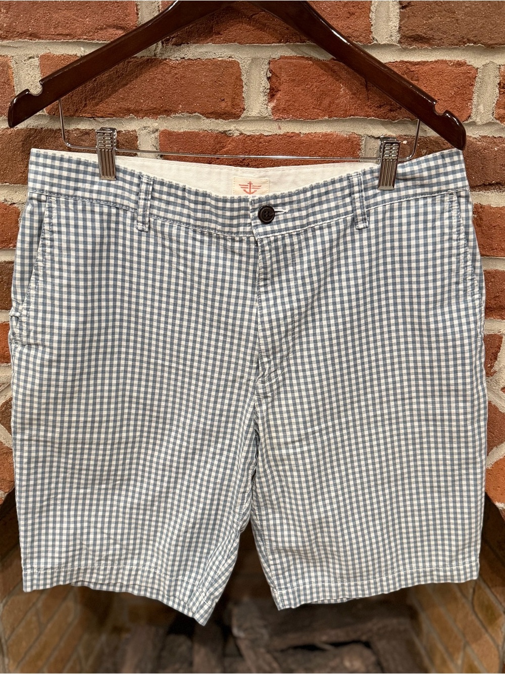Dockers Sky Blue & White Gingham Flat Front Shorts